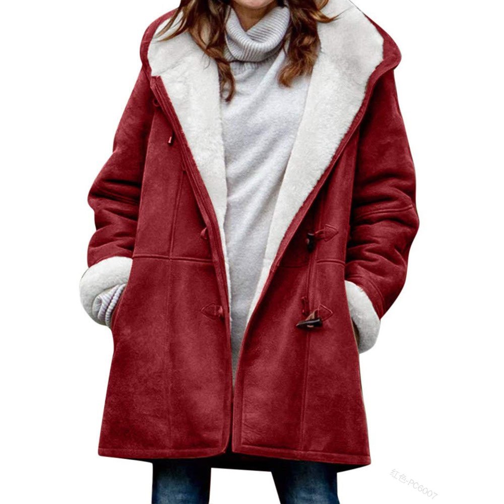 🐏 🔥【Oferta de temporada 50%】Abrigo de invierno para mujer con forro polar y cuello de pelo