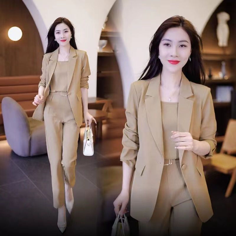 šćJacheta + vesta + pantalonić2025 Primavara si Toamna Noua Moda Costum Casual Costum din trei piese