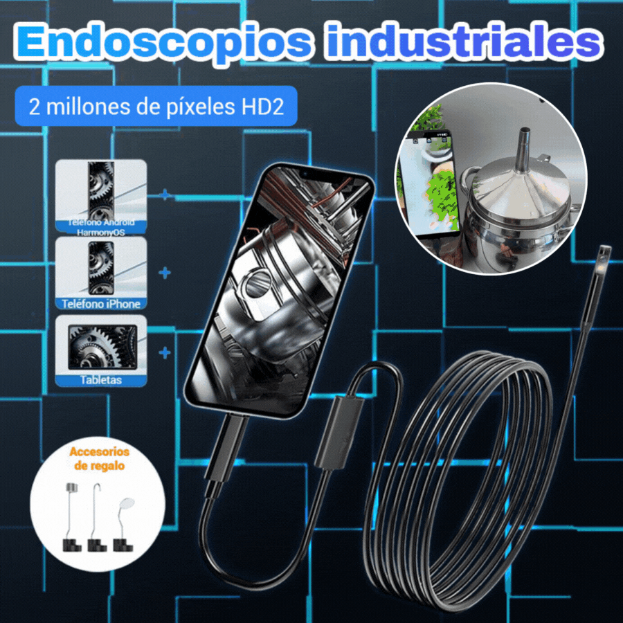 ✨🔧 【Descuento limitado del 50%】Nuevo endoscopio industrial, compatible con Apple y Android con interfaz Type-C, diseño de doble lente en alta definición y conexión directa al teléfono inteligente.