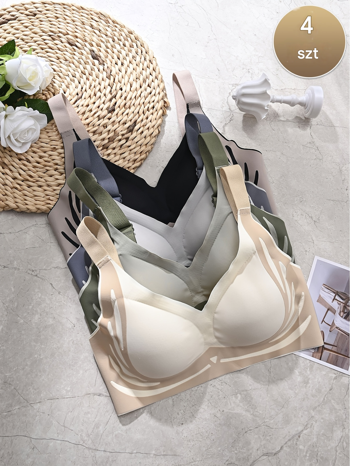 😍【Opakowanie 4 sztuk】Bezprzewodowy jednoczęściowy biustonosz dla kobiet❤️【40-85kg】