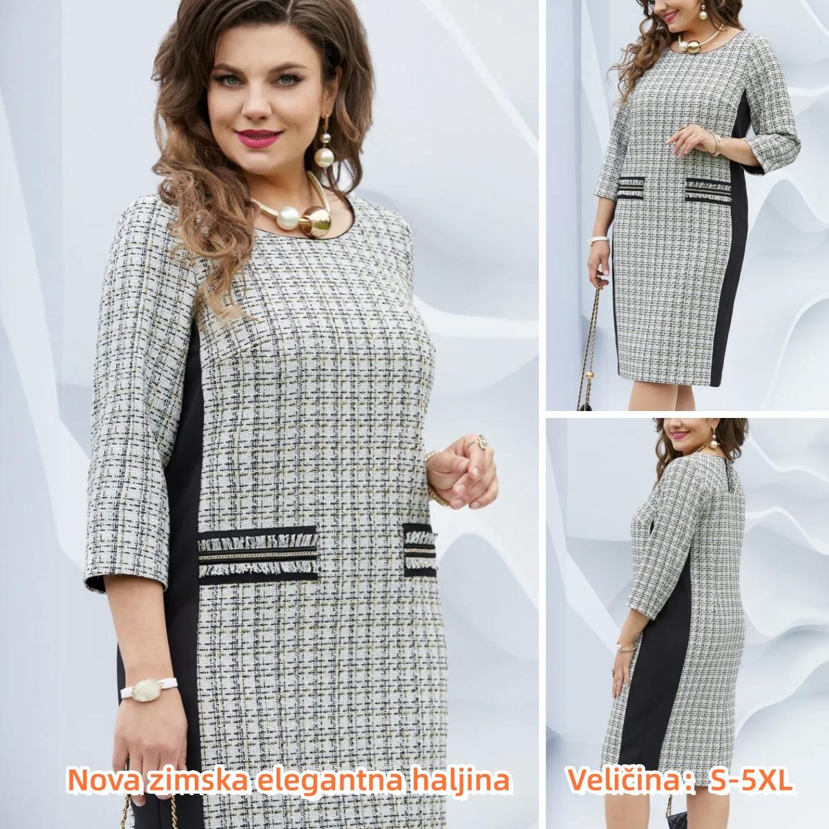 👗🍂【S-5XL】Nowa elegancka sukienka w kratę na jesień