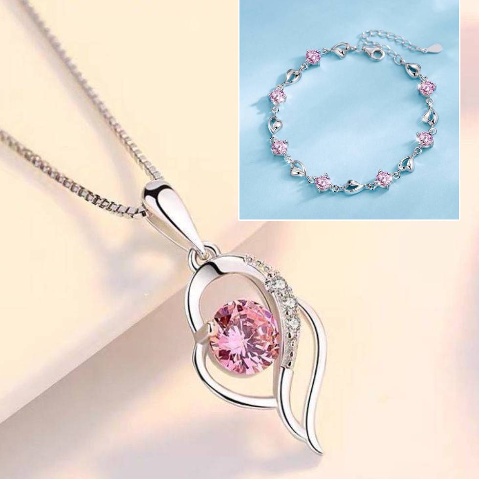 ✨💎💎Serce oceanu 925 srebro bransoletka + naszyjnik zestaw