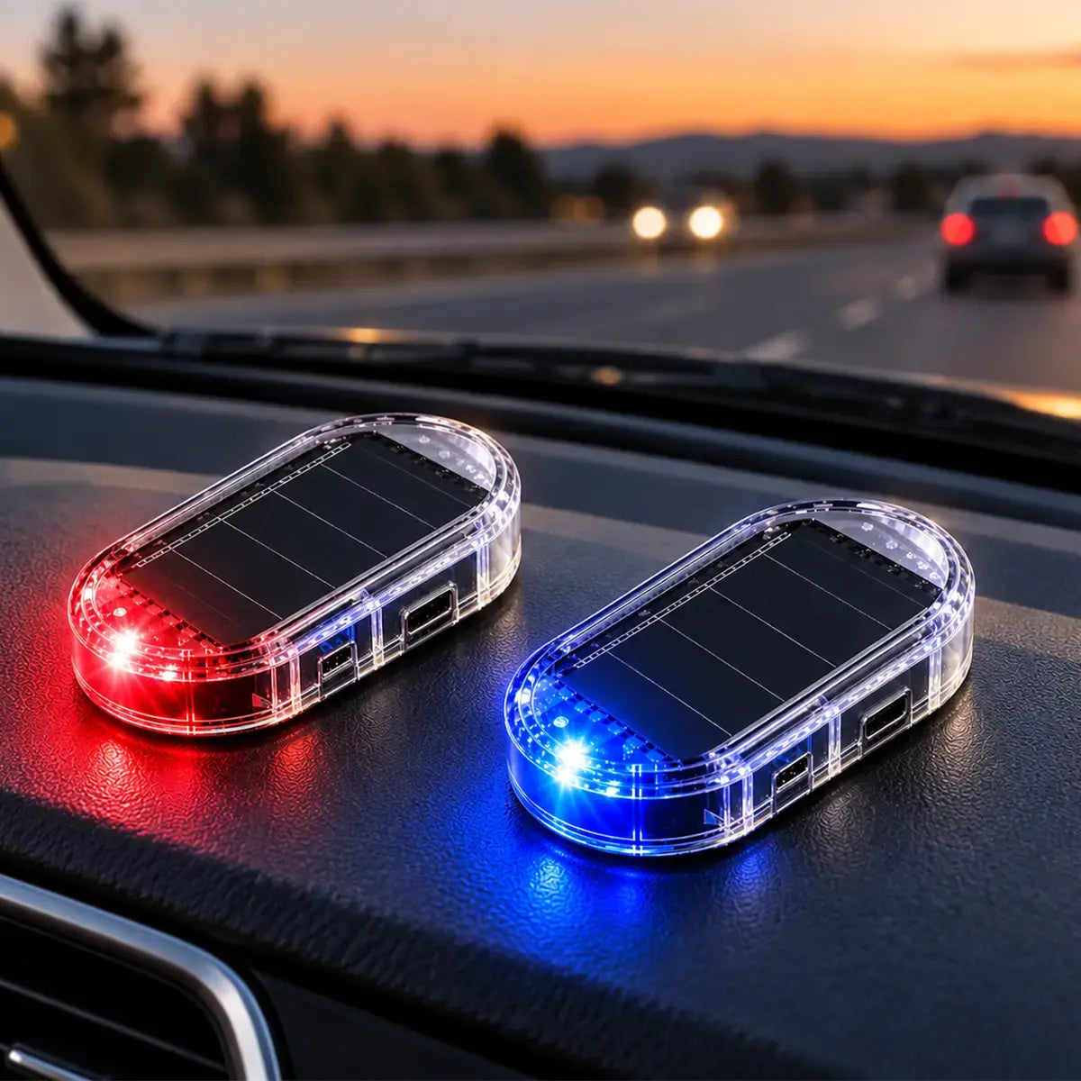 🚗【Balenie 2 kusov】 Kompaktné solárne LED blikajúce svetlo proti krádeži