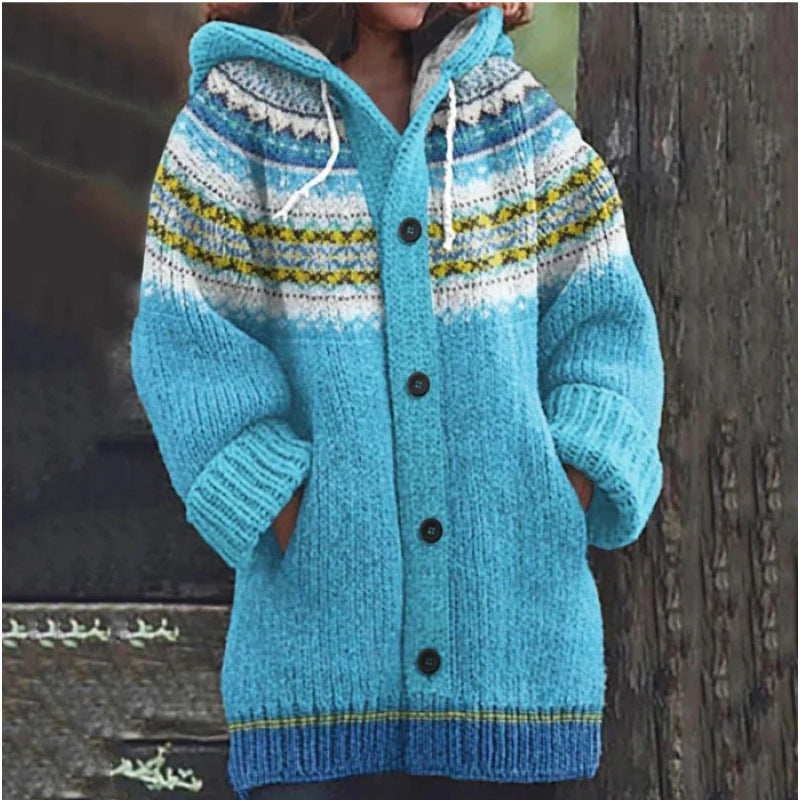 🔥🔥【S~5XL】✨Nová elegantní barevná retro bunda s kapucí pro podzim/zimu