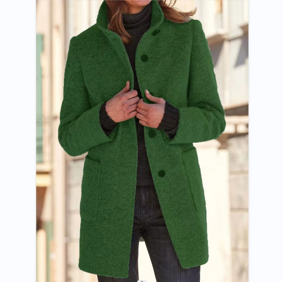 🔥Zniżka -43%🔥【S-5XL】Nowość jesień/zima 2025, damski jednolity płaszcz wełniany z retro kołnierzem i guzikami