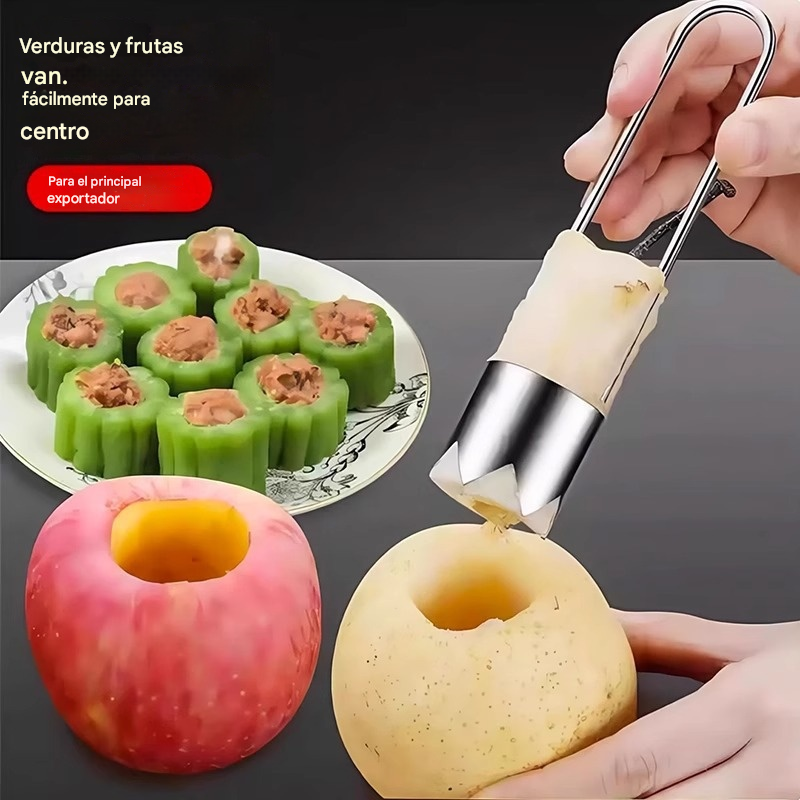✨【Compra 1 y llévate 1 gratis】✨ Descorazonador multifuncional para frutas y verduras, material apto para alimentos, ideal para calabaza amarga y para quitar el corazón de la manzana, utensilio de cocina.