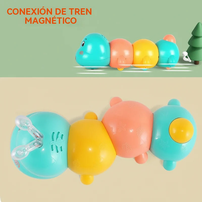 🐛Juguete para bebés con forma de oruga que se mueve y emite luz.