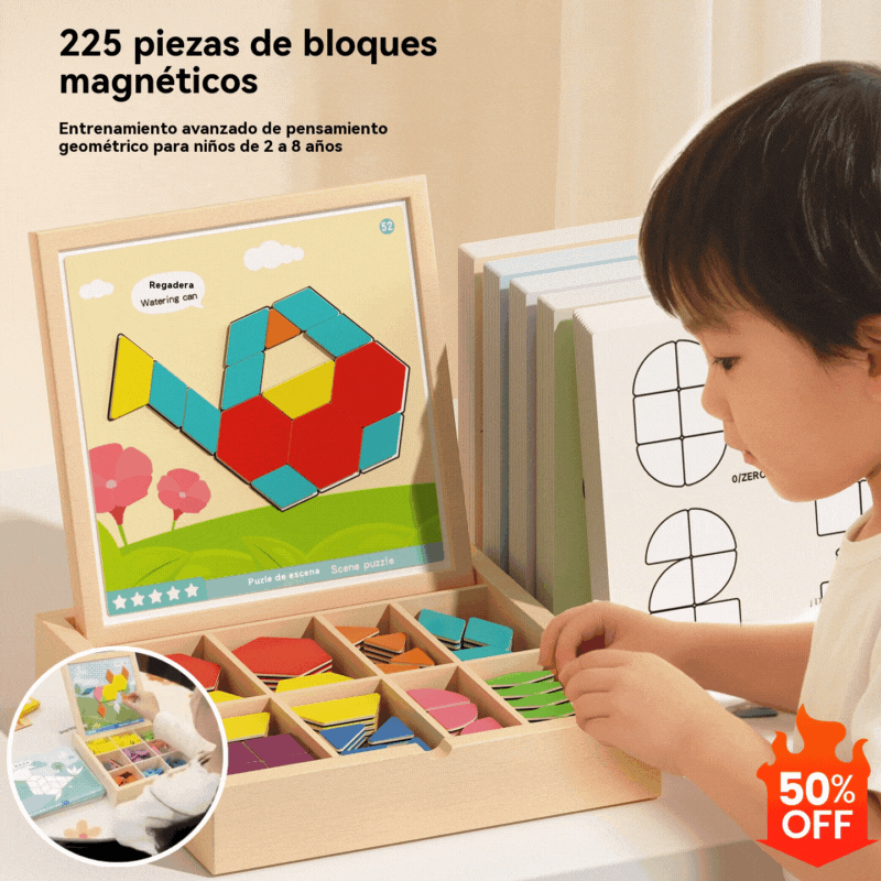 🔥🧩【Oferta limitada - 50% de descuento】Rompecabezas magnético de madera más vendido, juguete educativo para niños【128 piezas】