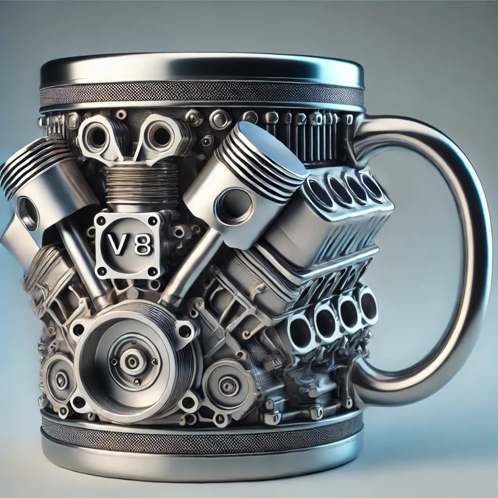 🎁☕ Hrnček na kávu z nehrdzavejúcej ocele Creative Engine V6V8, mechanický dizajn