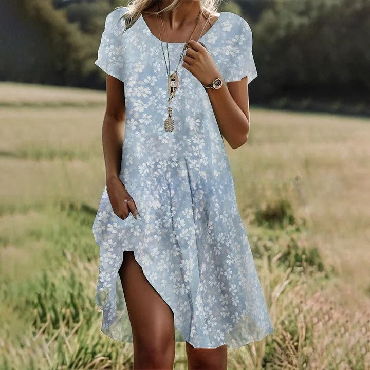 【Ostatni dzień promocji】 【S-3XL】💖👗Nowa sukienka casualowa z okrągłym dekoltem i nadrukiem na wiosnę i lato 2026. 🌸🌞