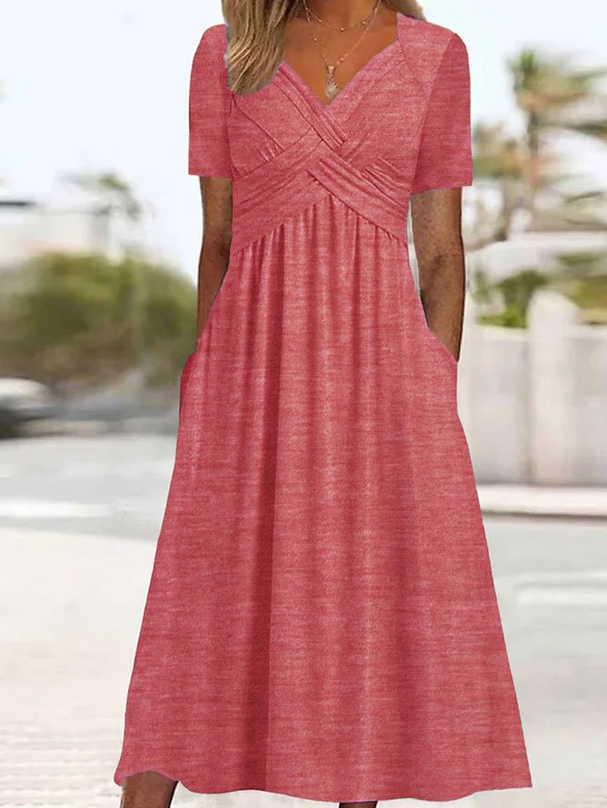 👍👍【50% OFF】💐👗【S-3XL】2026 jarné a letné nové jednofarebné módne jednoduché ležérne šaty