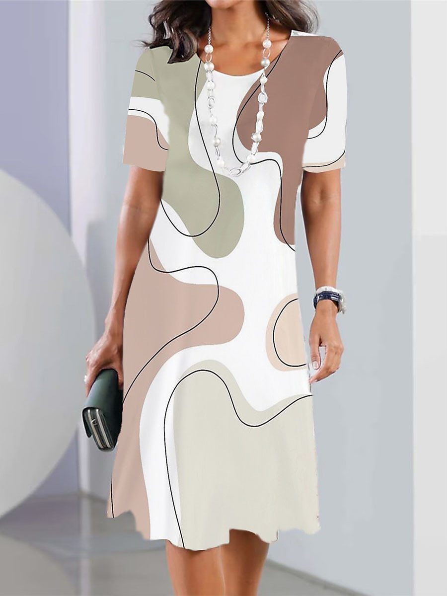 🌷🏆Nowe produkty w gorącej wyprzedaży🌷👗【XS-5XL】2025seksowna sukienka z okrągłym dekoltem i nadrukiem dla kobiet