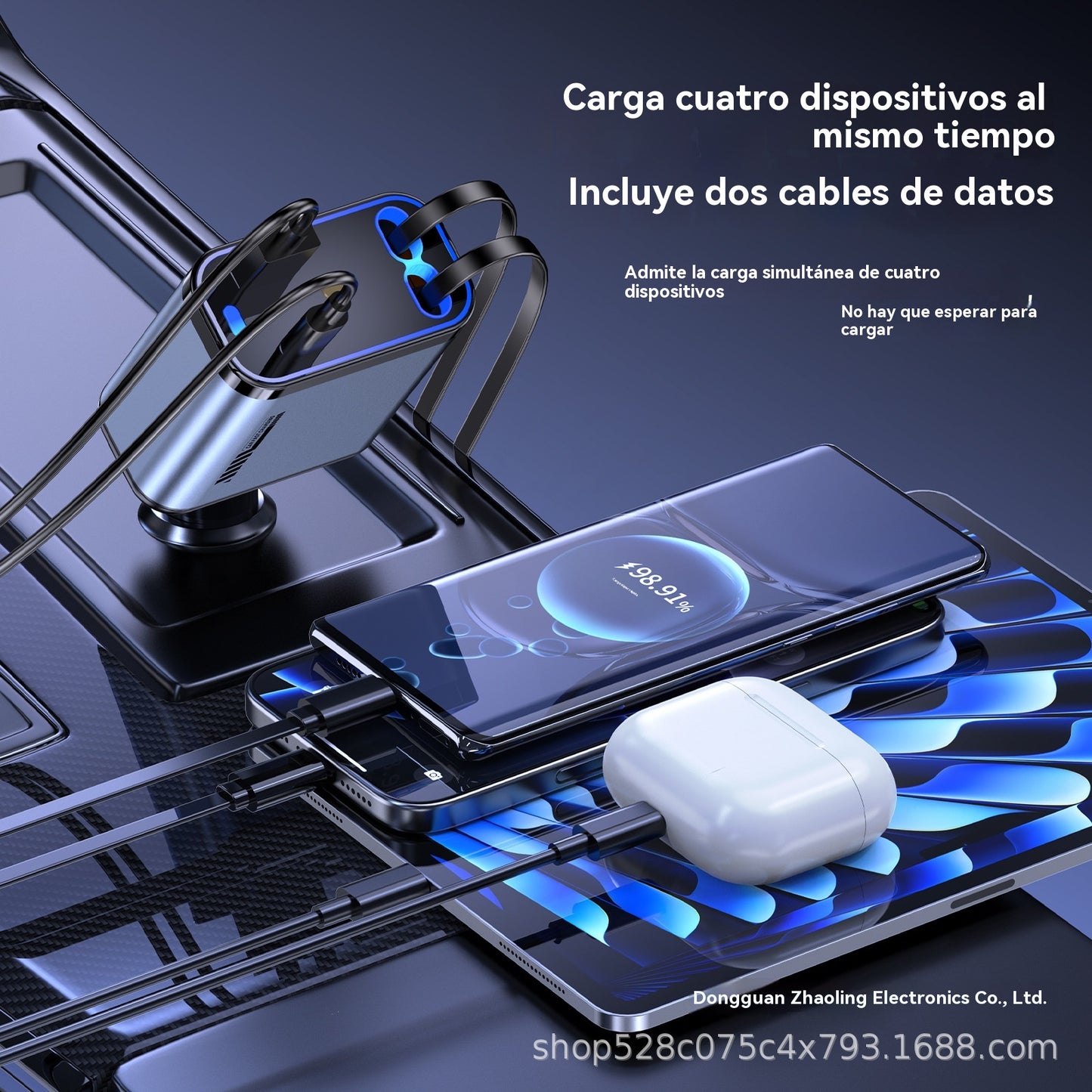 ⚡✨ Cargador de coche ultrarrápido: dos puertos USB-C retráctiles con luz ambiental Starlight y protección de seguridad inteligente 🚗💫