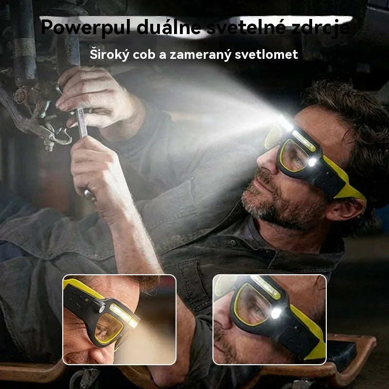 👓💡 Nabíjateľná LED čelovka s okuliarmi