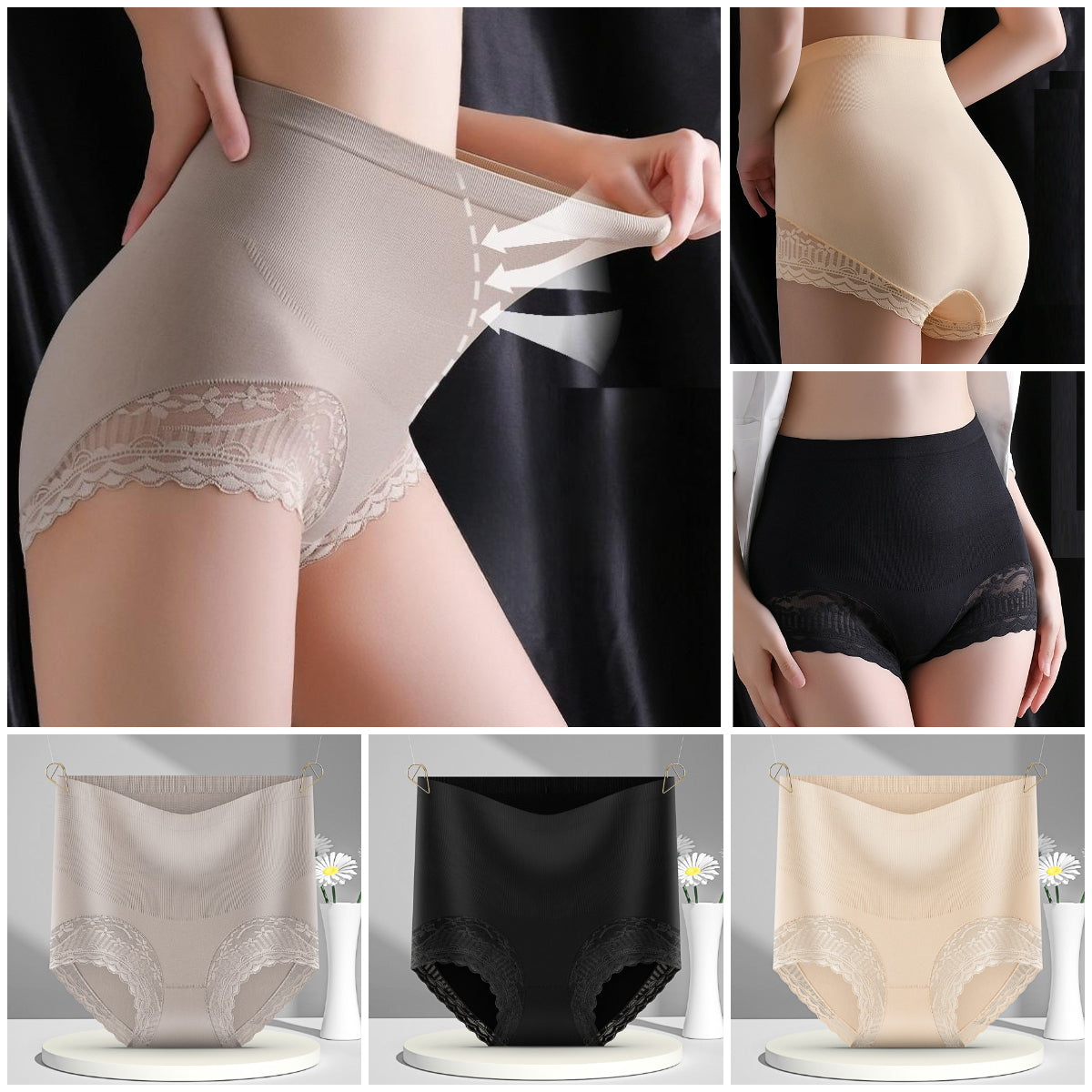 🔥【3/6/9 szt.】【35-100 KG】💖 Majtki modelujące brzuch i unoszące pośladki – miękkie, oddychające i wyszczuplające sylwetkę