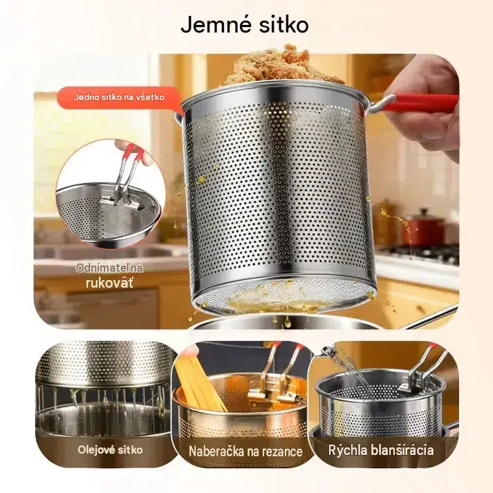 【Dvojdielna sada: hrniec + sitko】26 €🔥 Ušetrite až 49 %! 🎁 Multifunkčná fritéza z nehrdzavejúcej ocele 304