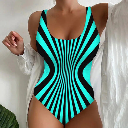 🩱Časovo obmedzená zľava 50 % [😍S~6XL] Sexy pruhované jednodielne plavky