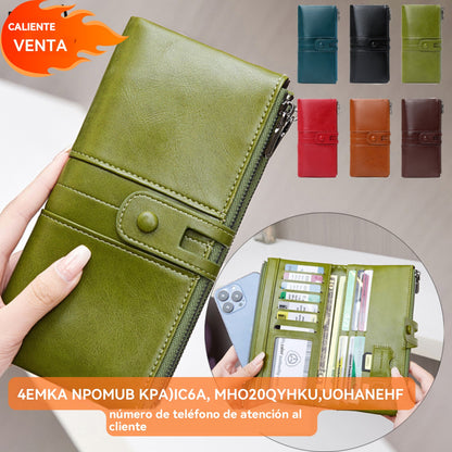 💖👜【Oferta por tiempo limitado -50%】Cartera multifuncional de piel genuina para mujer, top ventas 2025
