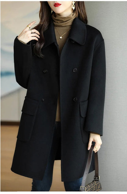 ✨🍂【Сезонна отстъпка 50%】【M-2XL】Ново, модерно и многофункционално двустранно палто от кашмир и вълна