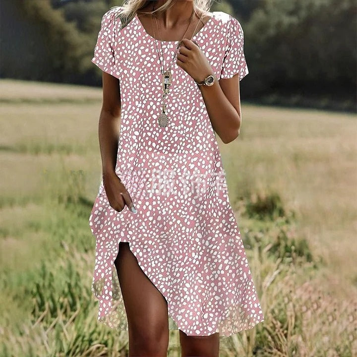 【Zadnji dan promocije】 【S-3XL】💖👗Nova ležerna haljina s okruglim izrezom i printom za proljeće i ljeto 2026. 🌸🌞