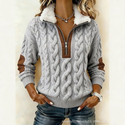 Sleva 50 %! 🔥🔥 Pletený kardigan s dlouhým rukávem, potiskem a fleecovou podšívkou