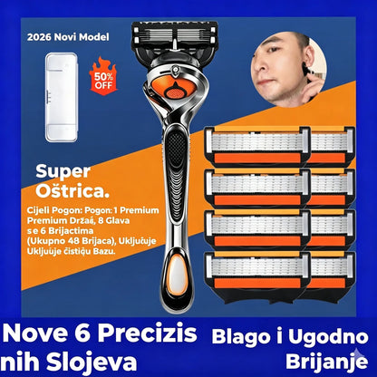 Set za muške britvice + stalak - Ultra oštre oštrice od nehrđajućeg čelika za glatko brijanje 🪒✨
