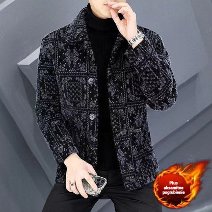 🔥【50% zľava】Nová pánska teplá bunda z hrubého zamatového materiálu na jeseň a zimu
