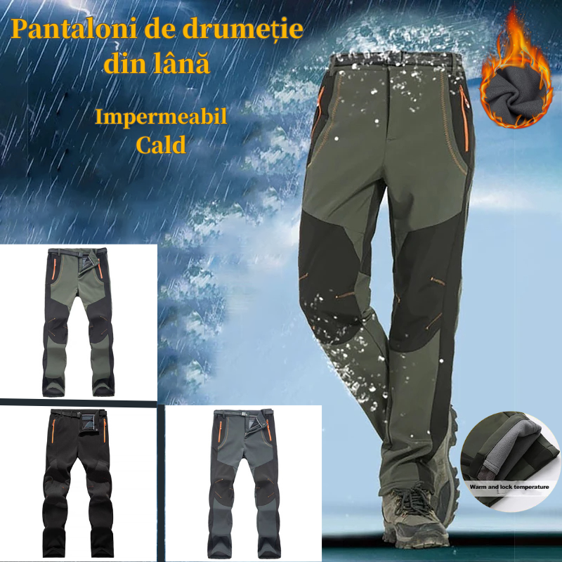 【💥Vysoká kvalita】 【S-5XL】Pánske mäkké, nepremokavé, vetruodolné, priedušné turistické nohavice, teplé, zahustené flísové nohavice na outdoorové športy