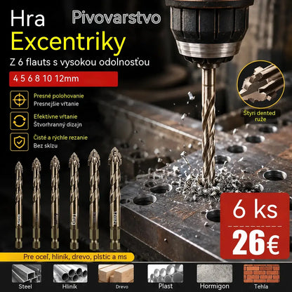 🛠🛠【6-dielna sada 26 eur】【4+5+6+8+10+12 mm】Sada vysokopevnostných 6-drážkových excentrických vrtákov