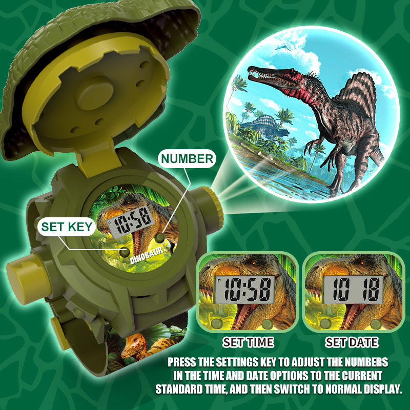 🦖⏰ 【50% de descuento por tiempo limitado】Reloj de proyección de dinosaurios para niños, con 24 proyecciones dinámicas