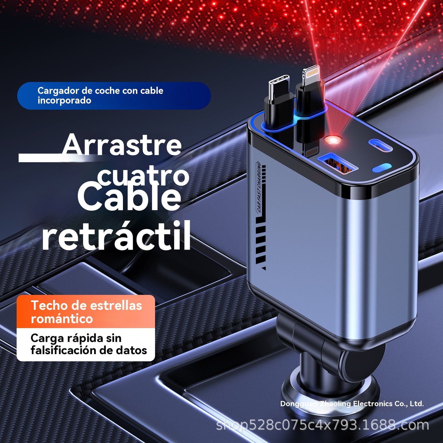 ⚡✨ Ultraszybka ładowarka samochodowa: dwa wysuwane porty USB-C z nastrojowym światłem Starlight i inteligentną ochroną bezpieczeństwa 🚗💫