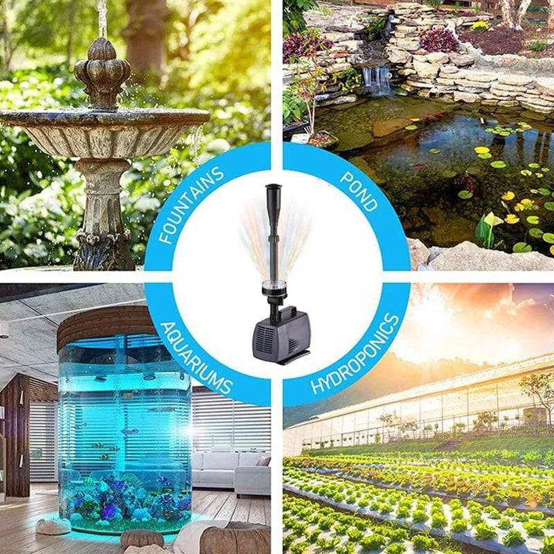 🌈⛲Pompa fontannowa z kolorowym oświetleniem LED, pompa fontannowa EQB-600P o mocy 8 W (nadaje się do wód o głębokości mniejszej niż 30 cm)