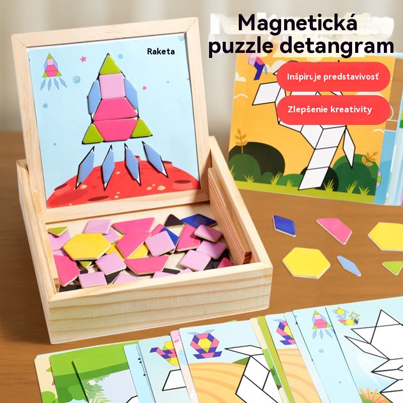 🎁🌟【Limitovaná ponuka Kúp 1 a získaj 1 zdarma】 Nová detská magnetická geometrická logická hra Tangram