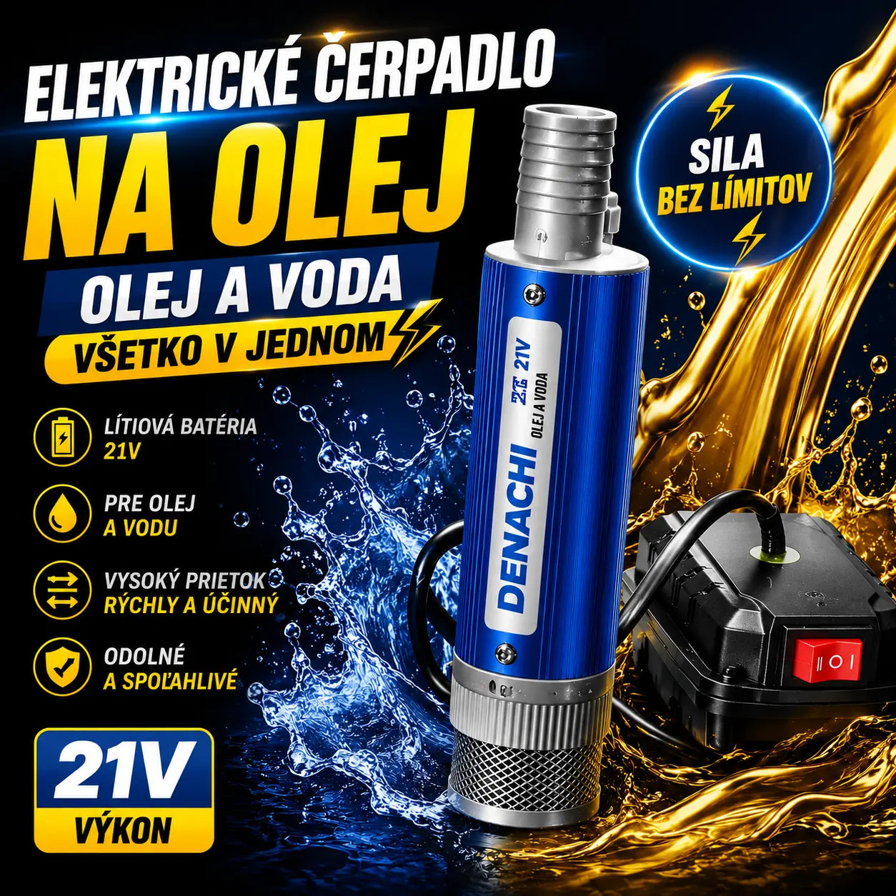【Elektrické olejové čerpadlo】Nové olejové čerpadlo Denaqi 21V s lítiovou batériou, dvojité olejové a vodné čerpadlo, lítiová batéria
