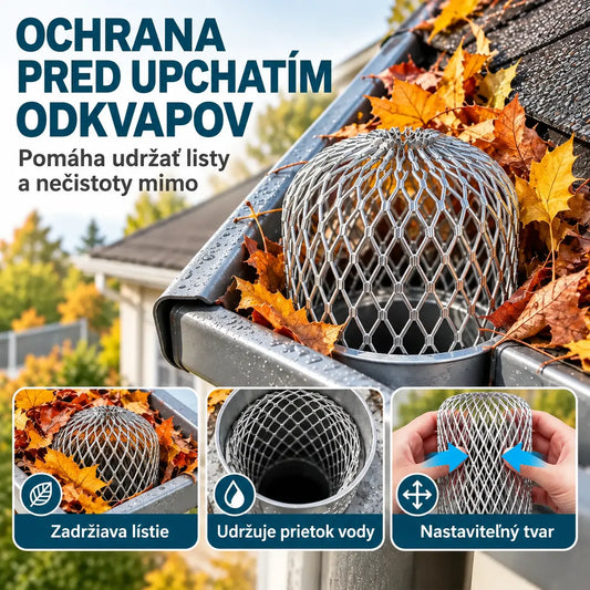 🍂💧(10 ks 25 eur)  Filter proti upchávaniu odtokov a žľabov | Ochranná mriežka na zvody dažďovej vody a drenážne systémy