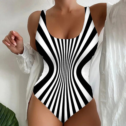 🩱Časovo obmedzená zľava 50 % [😍S~6XL] Sexy pruhované jednodielne plavky