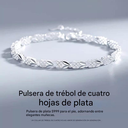 😀👉【Compre 1 y obtenga 1 gratis】💖🍀Me encanta la nueva pulsera de plata 925 con trébol de cuatro hojas para mujer, ¡a la moda!【30% de descuento】
