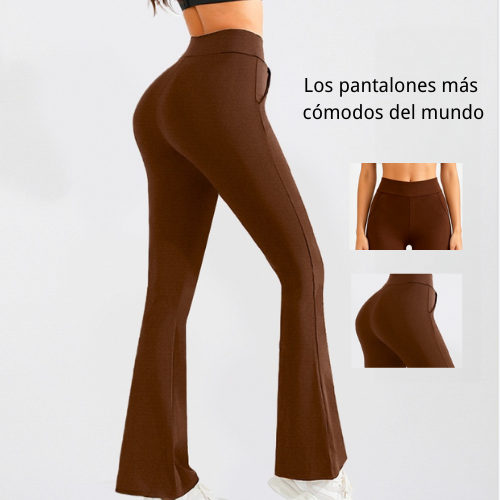 【S-XXL】Pantalones de yoga elásticos ligeramente acampanados para mujer, de cintura alta y con efecto levantamiento de glúteos.