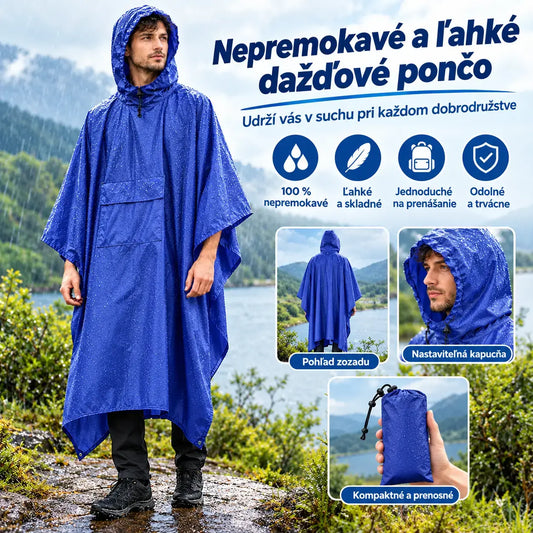 🏕️ Multifunkčná pršiplášťová pončo 3 v 1 | Nepremokavé pončo + stan + podlážka | Vhodné na turistiku a kempovanie 🌧️