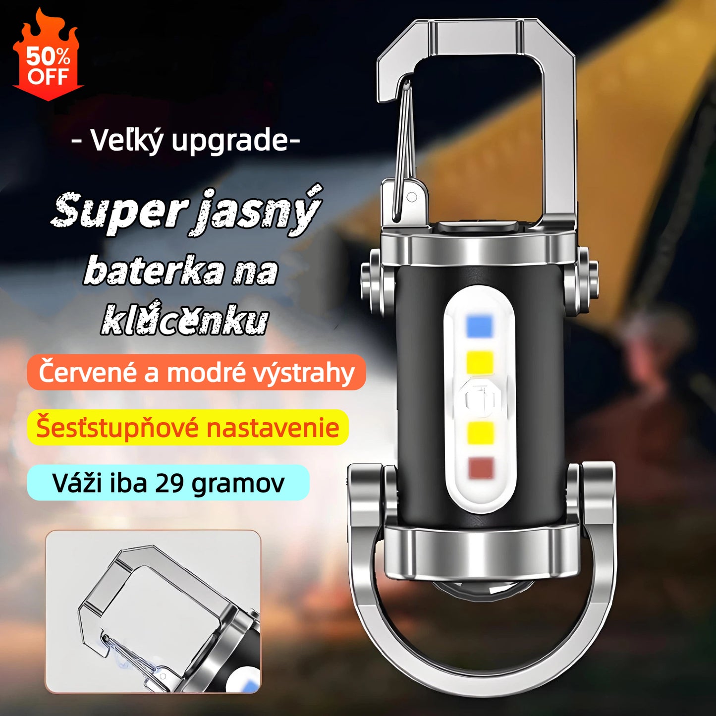 🔥【Kúpiš jeden, druhý dostaneš zadarmo】🔥 Mini vodeodolná kľúčenková baterka s ultra vysokým jasom 1200 lm