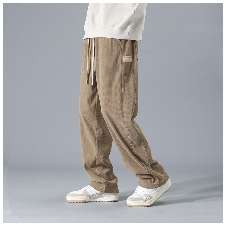 【45–115 kg】🔥 Pantaloni sport bărbătești lejeri, drepți, din catifea reiată, pentru primăvară/toamnă