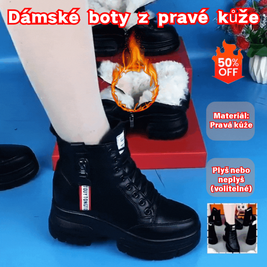 【50%OFF】💟【SLEVA 45%】【35-40】Nové silné plyšové zimní boty vyrobené z pravé kůže s tlustou, vysoce kvalitní bavlněnou podrážkou.