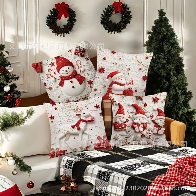 🎅Vánoční výprodej 50% SLEVA🎄Povlak na polštář s vánoční tématikou 【4-dílná sada】