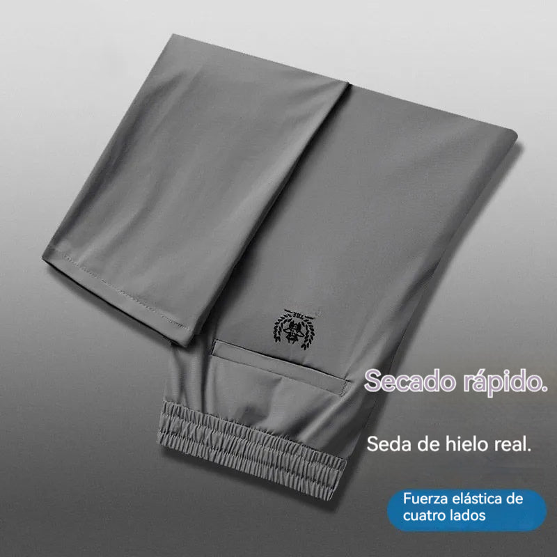 💥🧊😍【M-5XL】Pantalones casuales de seda helada para hombre, tejido suave y cómodo, transpirable y de secado rápido.