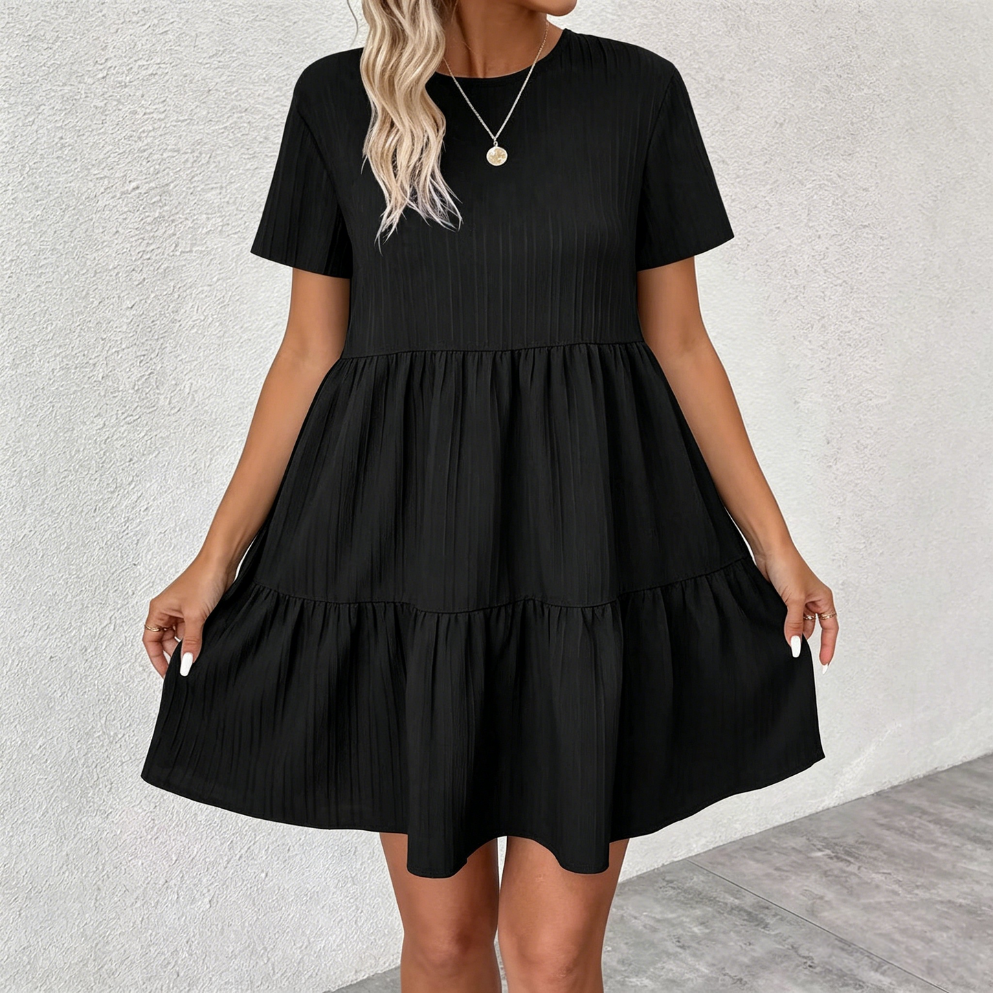 ✨👗 [S-4XL] Nuevo vestido holgado de color liso para primavera/verano
