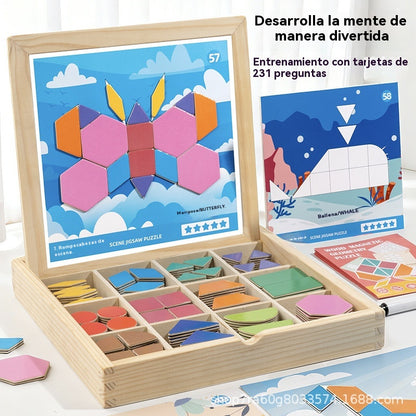 🔥👶🧩 【Descuento por tiempo limitado -50%】 Popular rompecabezas tangram magnético de madera, juguete educativo y de desarrollo para niños【248 piezas】