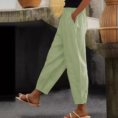 😍💕50% zľava💕 Dámske ležérne bavlnené ľanové nohavice (40-120 kg)