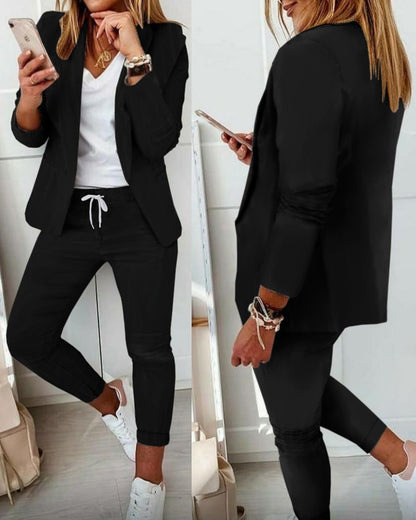 💎【50 % de descuento】Conjunto de jersey y pantalones para mujer, corte ajustado, tejido suave (40-100 kg)