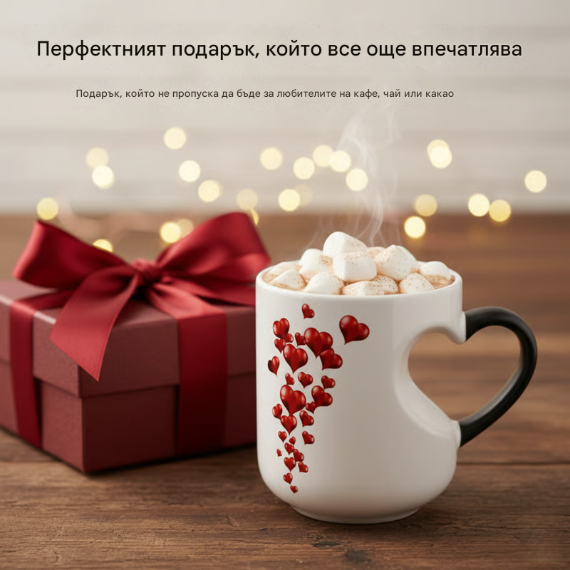 📢📢-50% zniżki!!! ⏰ Walentynkowy ceramiczny kubek zmieniający kolor z uchwytem w kształcie serca💝✨