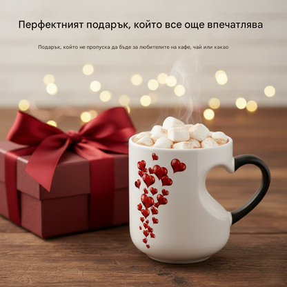 📢📢-50% zniżki!!! ⏰ Walentynkowy ceramiczny kubek zmieniający kolor z uchwytem w kształcie serca💝✨
